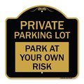 Signmission Designer Series Sign-Private Parking Lot, Black & Gold Aluminum Sign, 18" x 18", BG-1818-23266 A-DES-BG-1818-23266
